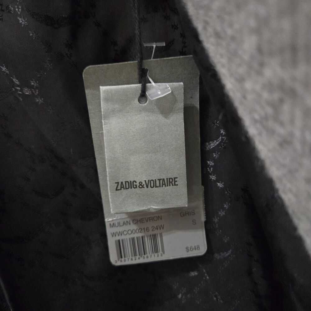 Zadig & Voltaire Mulan Double Breasted Grey Coat Size S New - Picture 11 of 16